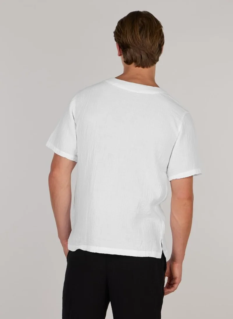 Just Nature White String Crew Neck T-Shirt for Men | Best Price UAE