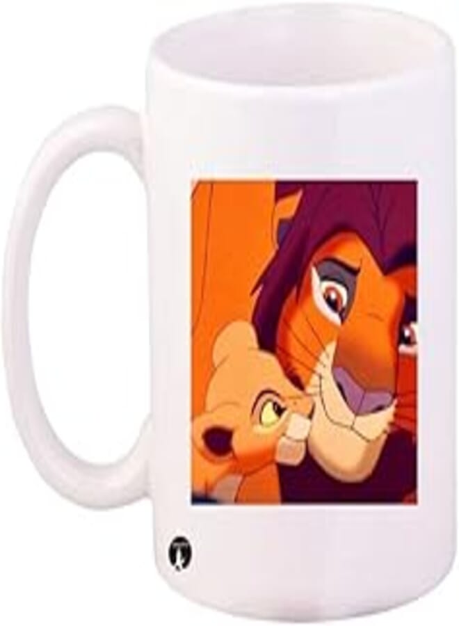 RYN PRINTED Design The Lion and King/Coffee Mug White Orange Standard Size