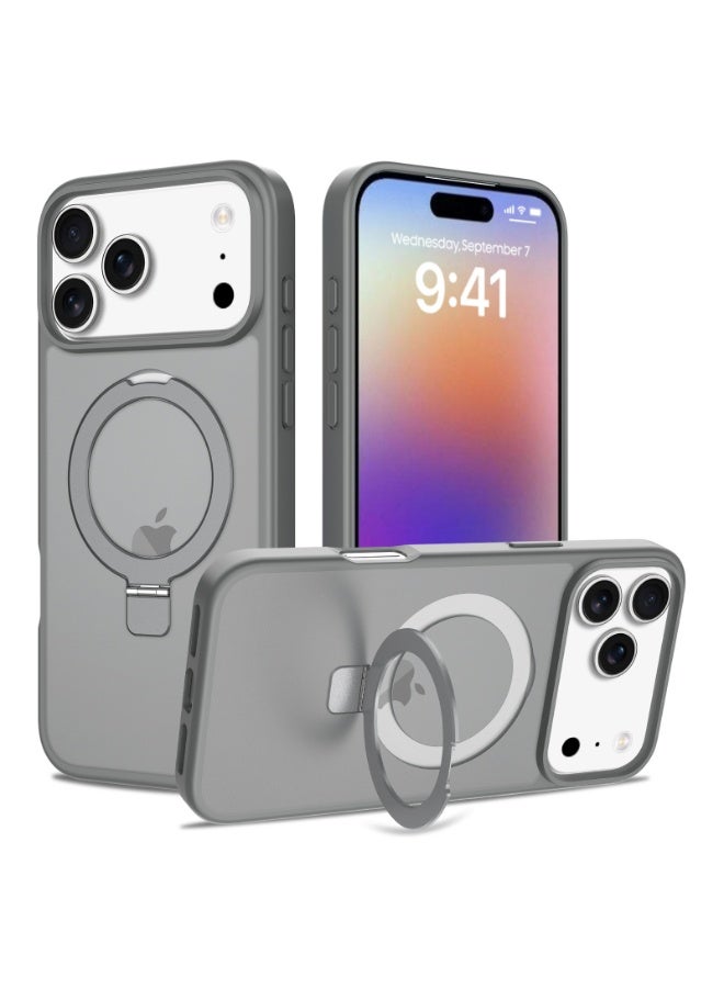 متوافق مع غطاء iPhone 17 Pro Max مع حامل مغناطيسي غير مرئي على شكل حلقة دائرية، غطاء شفاف من الدرجة العسكرية لهاتف iPhone 17 ProMax 6.9 بوصة [متوافق مع Mag-Safe] [شعور رائع بالقبضة]، - Image 1