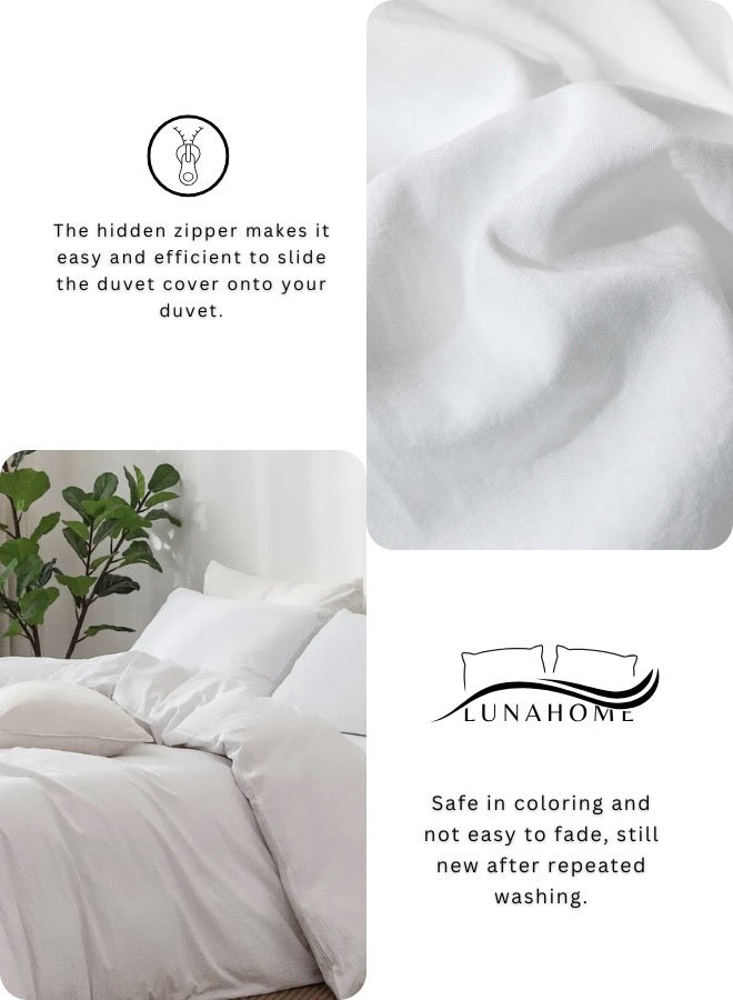LUNA Home King Size 6-Piece Premium Quality Bedding Set in Solid White, No Filler Included. - Image 5