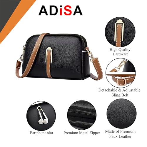 ADISA Women's Girls Grains Cross Body Sling Bag (SL5141-BLA) - Image 3