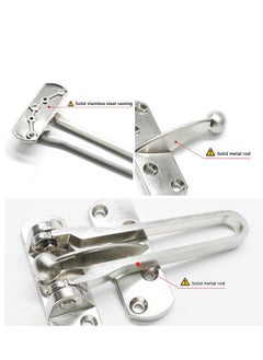KASTWAVE Door Lock Latch, Home Security Door Lock Swing Bar Door Guard for Kids, Hotel Door Latch, Thicken Solid Zinc Alloy Reinforcement Lock, Silver 2 Pack  - Image 5
