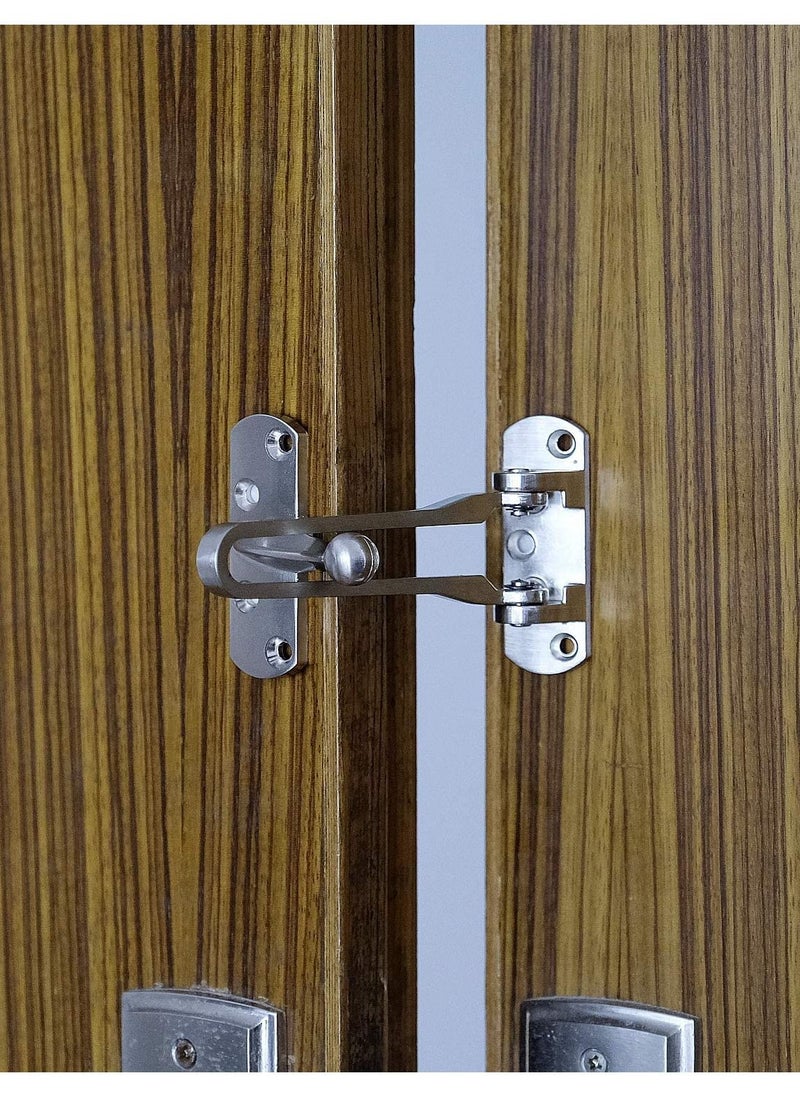 كاست ويف مزلاج قفل الباب ، قفل باب الأمن المنزلي ، واقي باب بار متأرجح للأطفال ، مزلاج باب الفندق ، قفل تقوية من سبائك الزنك الصلب ، فضي ، عبوة من قطعتين  - Image 3