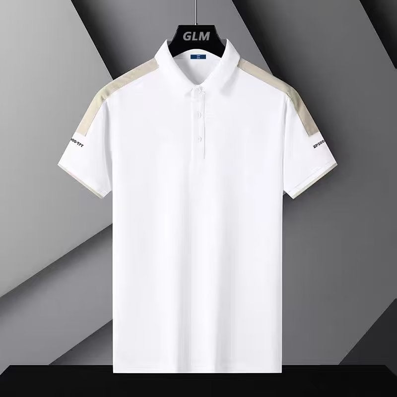 Mens Summer Slim Fit Polo Shirt Trendy Short Sleeve y114 White  - Image 1