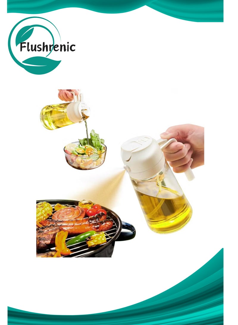Flushrenic Oil Spray Bottle,Olive Oil Spray Bottle,Oil Sprayer for Cooking, 2 in 1 Olive Oil Dispenser Bottle for Kitchen, 16oz/470ml Premium Glass Oil Bottle, Food-grade Oil Mister for Air Fryer, Salad, Frying, BBQ - Image 1