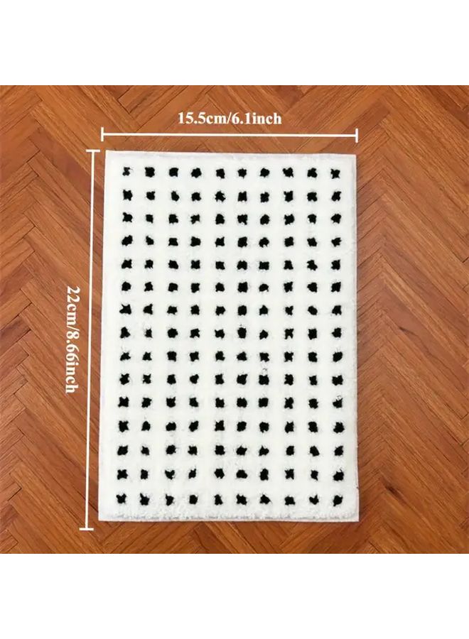 Grid Fashion Dollhouse Carpet Black White Checkered Beige Soft Cloth Mini Floor Mat - Image 3