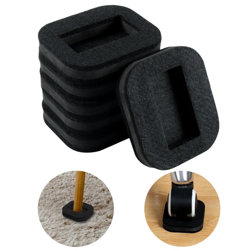 16 PCS Felt Furniture Coasters Caster Cups Bed Office Chair Furniture Wheel Stoppers to Prevent Sliding Felt Bottom Furniture Pads for Hardwood Floors Prevent Scratches Black L 21  W13