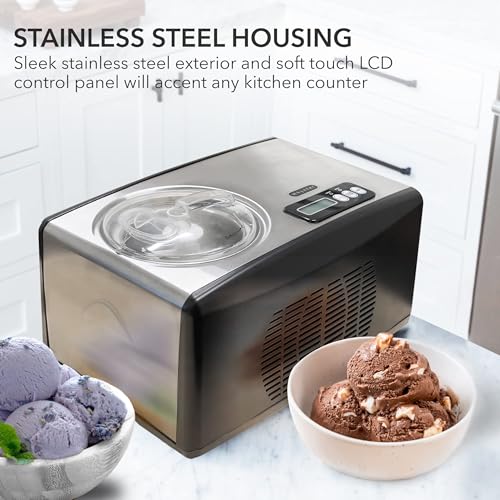 Whynter Ice Cream Maker Machine 1.6 Qt. Automatic with Built-In Compressor, LCD Digital Display & Timer, No Pre-Freezing, ICM-15LS, Stainless Steel - Image 3