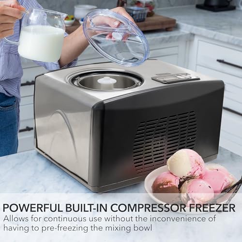 Whynter Ice Cream Maker Machine 1.6 Qt. Automatic with Built-In Compressor, LCD Digital Display & Timer, No Pre-Freezing, ICM-15LS, Stainless Steel - Image 4