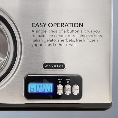 Whynter Ice Cream Maker Machine 1.6 Qt. Automatic with Built-In Compressor, LCD Digital Display & Timer, No Pre-Freezing, ICM-15LS, Stainless Steel - Image 5