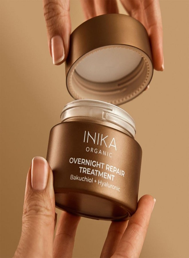INIKA Organic Overnight Repair Treatment | Clinically Proven to Decrease Wrinkles, Increase Hydration with Hyaluronic Acid & Bakuchiol for Hydrated, Glowing, Youthful, Skin. 50mL - Image 5