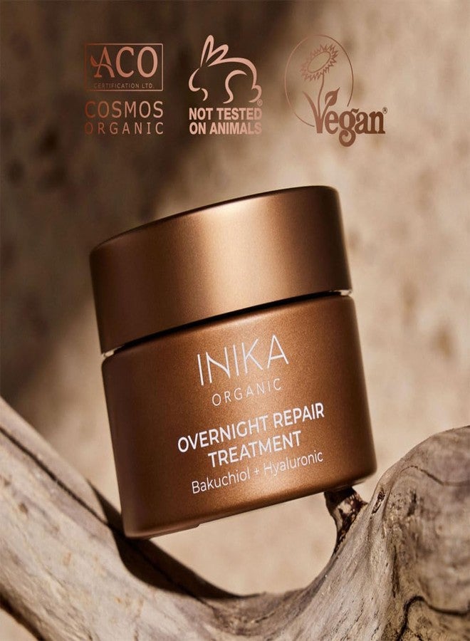 INIKA Organic Overnight Repair Treatment | Clinically Proven to Decrease Wrinkles, Increase Hydration with Hyaluronic Acid & Bakuchiol for Hydrated, Glowing, Youthful, Skin. 50mL - Image 4