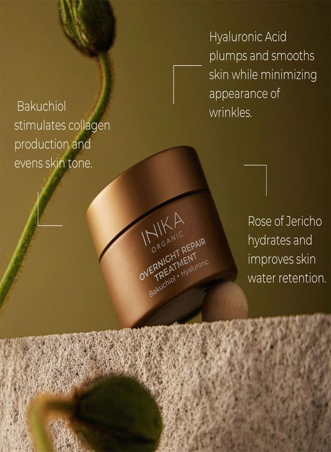 INIKA Organic Overnight Repair Treatment | Clinically Proven to Decrease Wrinkles, Increase Hydration with Hyaluronic Acid & Bakuchiol for Hydrated, Glowing, Youthful, Skin. 50mL - Image 3