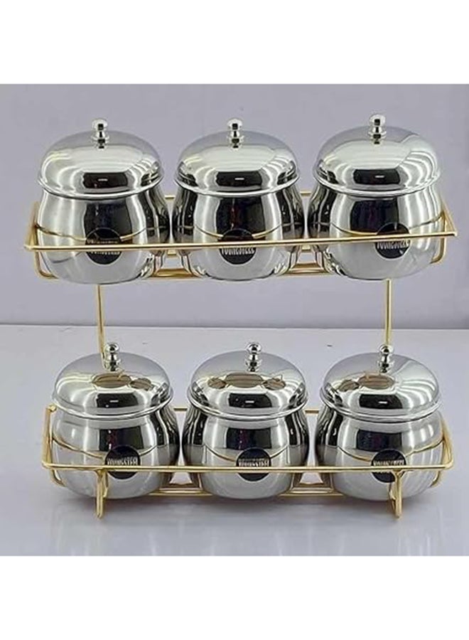 Younesteel Spice Set 6 Pieces With Stand Stainless Steel 10/18 - Image 2