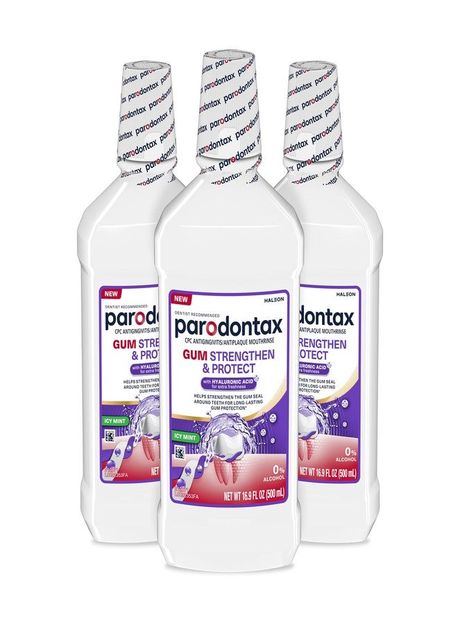 parodontax Gum Strengthen and Protect ICY Mint Mouthwash, 16.9 fl oz (3 Pack - Image 1