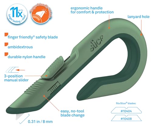 Slice Box Cutter, Heavy Duty Utility Knife, Safe Ceramic Blade Lasting 11x Longer than Metal, Sage, 1 Pack - Image 2