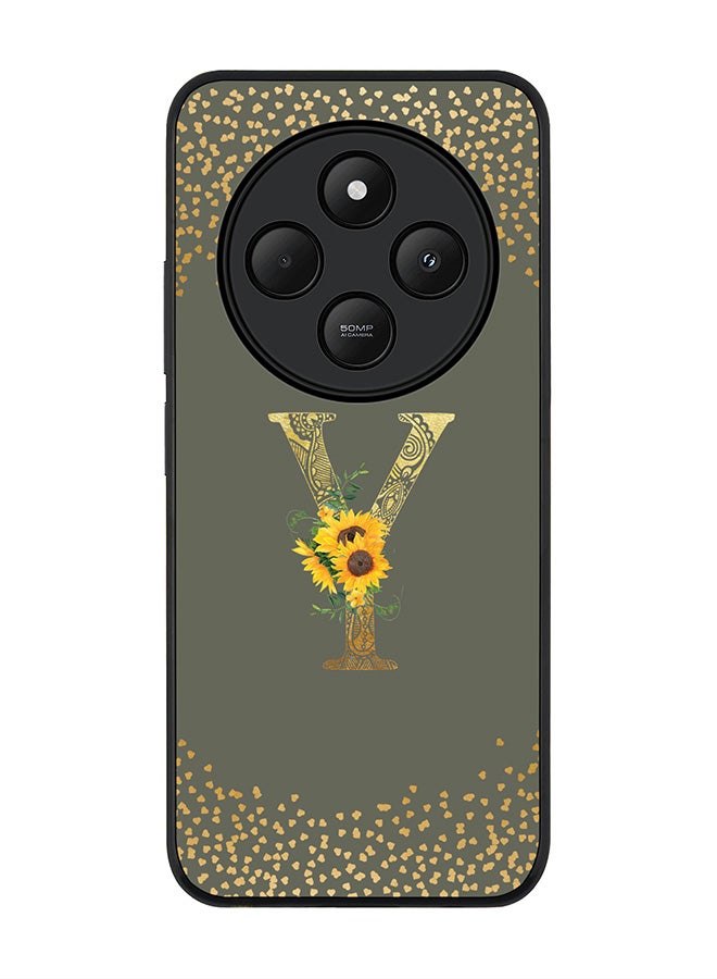 Stylizedd For Xiaomi Redmi 14C / 14R Case,Slim fit Camera Protection, Shockproof Thin Phone cover - Custom Floral Monogram - Y (Olive Green ) - Image 1