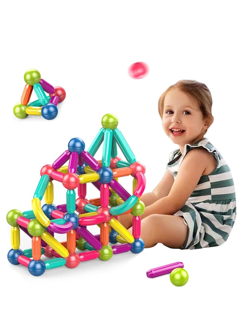 ماركة غير محددة مجموعة عصي وكرات وقضبان مغناطيسية من TOYS-EGYPT، مكعبات وعصي بناء وألعاب تكديس تعليمية للأطفال الأولاد والبنات 42 قطعة  - Image 1