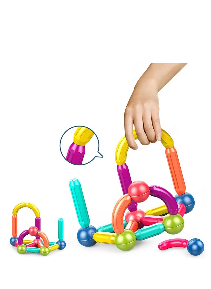 ماركة غير محددة مجموعة عصي وكرات وقضبان مغناطيسية من TOYS-EGYPT، مكعبات وعصي بناء وألعاب تكديس تعليمية للأطفال الأولاد والبنات 42 قطعة  - Image 3