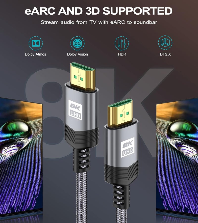 sweguard 8K HDMI Cable 7.5M, HDMI 2.1 Ultra High Speed 48Gbps - Image 4