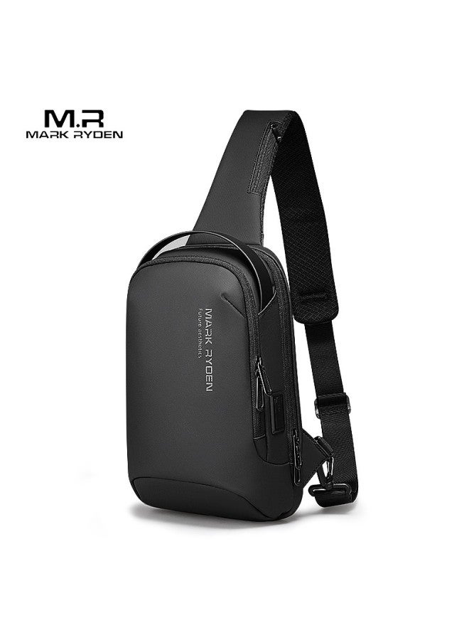 Mark Ryden Chest Bag, Men's Crossbody Bag, Fashionable Trendy Shoulder Bag, Multifunctional Water-resistant Backpack, Large Capacity Mr7918 Elegant Black - Image 4