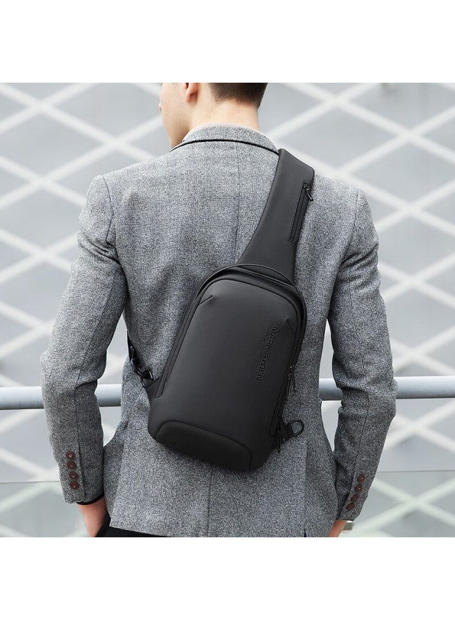 Mark Ryden Chest Bag, Men's Crossbody Bag, Fashionable Trendy Shoulder Bag, Multifunctional Water-resistant Backpack, Large Capacity Mr7918 Elegant Black - Image 3