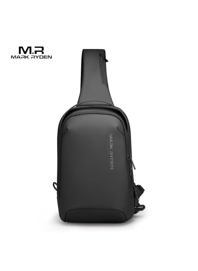 Mark Ryden Chest Bag, Men's Crossbody Bag, Fashionable Trendy Shoulder Bag, Multifunctional Water-resistant Backpack, Large Capacity Mr7918 Elegant Black - Image 5