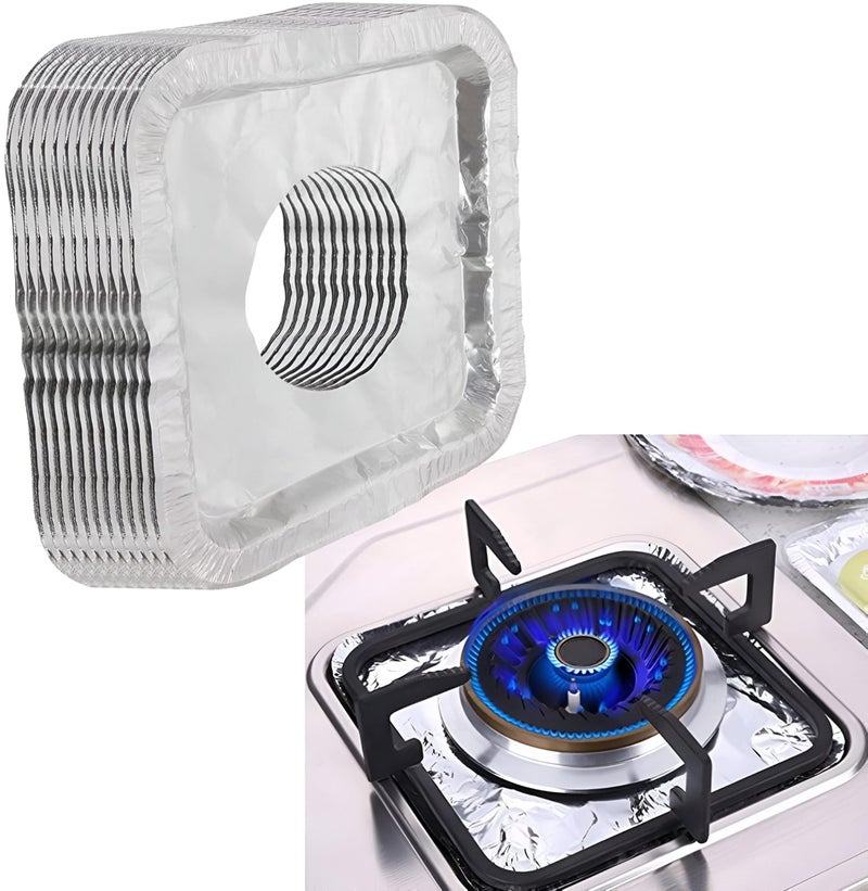 Stove Burner Covers - Durable Aluminum Foil Liners for Gas Burners, Disposable and Easy to Use, Prevent Oil and Food Spills, Keep Your Stove Clean and Mess-Free in Seconds (option 40pcs) - Image 1