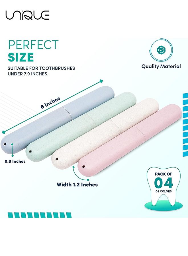 Unique 4-Piece Travel Toothbrush Case, Portable Breathable Plastic Toothbrush Holder for Travel Camping School Home - Image 3