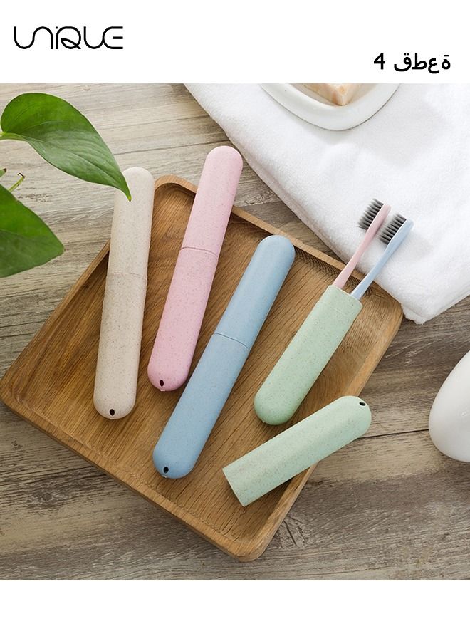 Unique 4-Piece Travel Toothbrush Case, Portable Breathable Plastic Toothbrush Holder for Travel Camping School Home - Image 1
