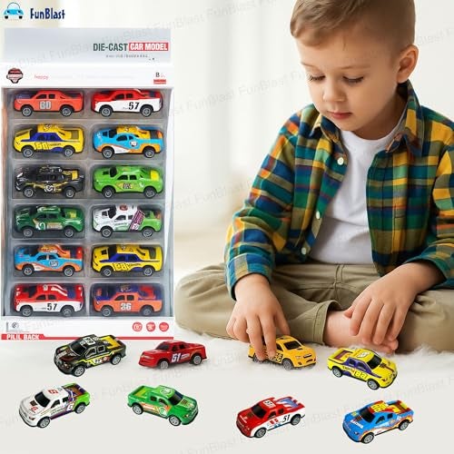 FunBlast Die-Cast Car Set for Kids – Pack of 8 Pull Back Metal & Plastic Cars, Scaled Model Mini Racing Car Toys for 3+ Year Old Boys & Girls, Multicolor - Image 4