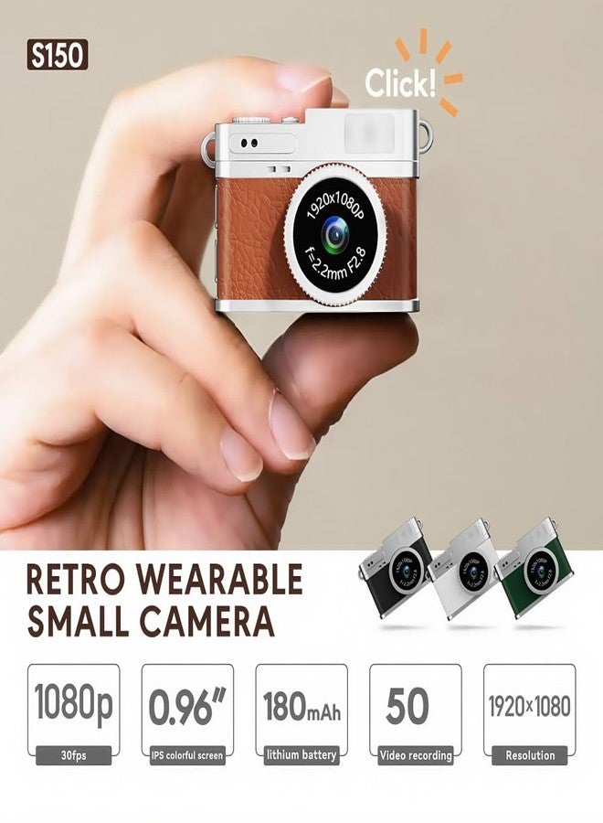 RWSEFK Retro Mini Digital Video Keychain Camera Small bodycam 1080P HD Video Go Cam 0.96" IPS Screen 4 Colors Type-C Pro17g 8GB Pocket Video Recorder for Travel Recording Gifts for Girls Stocking Stuffers - Image 4
