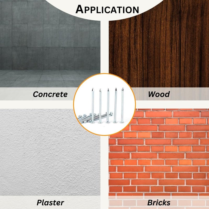 Homdum مطرقة مخلب 1/2 رطل ومسامير خرسانية 1 بوصة (25 مم) مجموعة، مطرقة برأس مطروق بوزن 200 جرام مع مقبض فولاذي أنبوبي ناعم 1 قطعة ومسامير فولاذية صلبة 200 قطعة. - Image 3