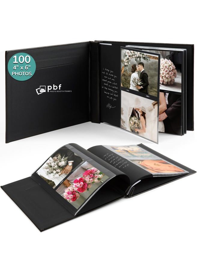 pbf PHOTO BOOTH FRAMES Scrapbook Album, Guest Book with Insert, Black Scrapbook with Plastic Sleeves & Black Pages, Scrapbook Album for 4x6 s, Memory Book, Wedding Scrapbook - Image 1
