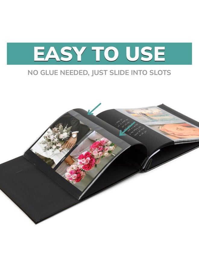 pbf PHOTO BOOTH FRAMES Scrapbook Album, Guest Book with Insert, Black Scrapbook with Plastic Sleeves & Black Pages, Scrapbook Album for 4x6 s, Memory Book, Wedding Scrapbook - Image 5