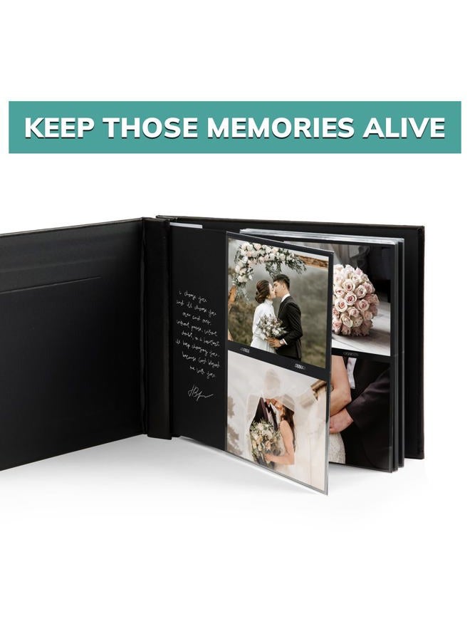 pbf PHOTO BOOTH FRAMES Scrapbook Album, Guest Book with Insert, Black Scrapbook with Plastic Sleeves & Black Pages, Scrapbook Album for 4x6 s, Memory Book, Wedding Scrapbook - Image 3