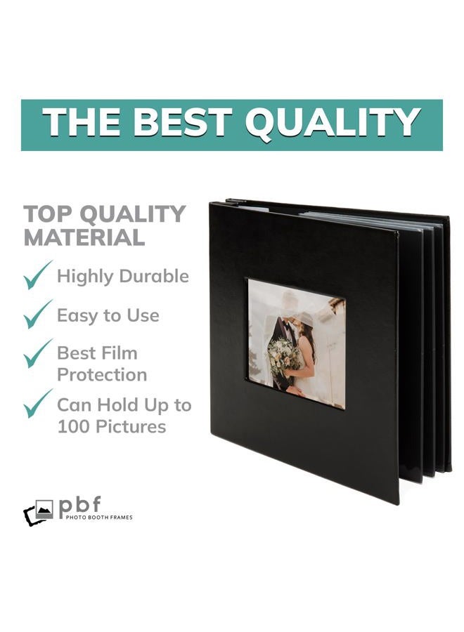pbf PHOTO BOOTH FRAMES Scrapbook Album, Guest Book with Insert, Black Scrapbook with Plastic Sleeves & Black Pages, Scrapbook Album for 4x6 s, Memory Book, Wedding Scrapbook - Image 4