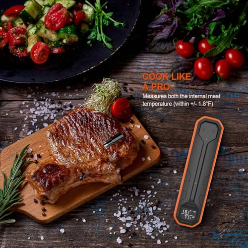 Dewjom Wireless Meat Thermometer Digital Cooking Thermometer with Wireless Probe 500Ft Remote Range Food Thermometer with iOS Android Read App Preprogrammed Temperatures for BBQ Oven Grill - Image 3