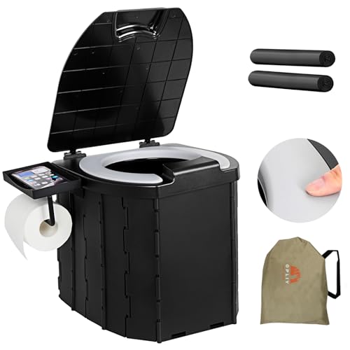 Opliy Portable Camping Toilet Upgraded Soft Camp Toilet Seat with Paper Holder- Travel Potty Perfect for Emergency Preparedness, Backcountry, Car, Boat, Road Trips. (BLACK) - Image 1