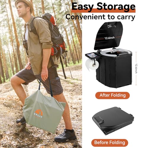 Opliy Portable Camping Toilet Upgraded Soft Camp Toilet Seat with Paper Holder- Travel Potty Perfect for Emergency Preparedness, Backcountry, Car, Boat, Road Trips. (BLACK) - Image 5