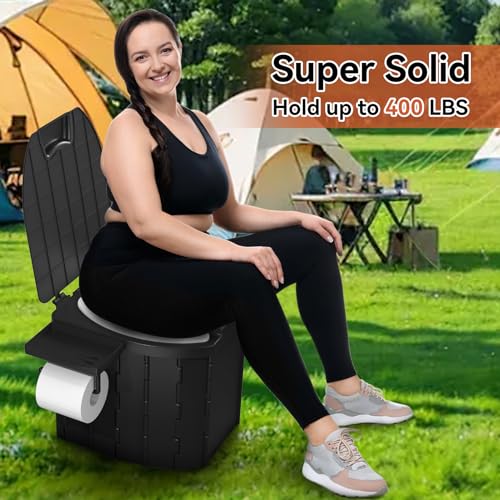 Opliy Portable Camping Toilet Upgraded Soft Camp Toilet Seat with Paper Holder- Travel Potty Perfect for Emergency Preparedness, Backcountry, Car, Boat, Road Trips. (BLACK) - Image 4