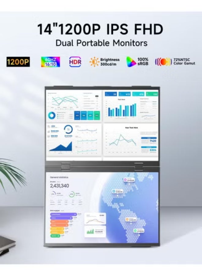 14" Portable FHD IPS Monitor – USB-C & Mini HDMI External Screen for Laptop, PC, and Gaming Consoles - Image 4