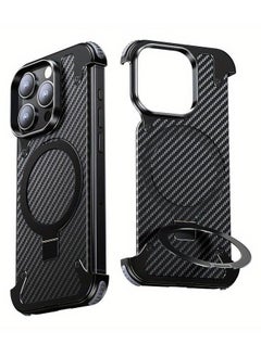 Oatsbasf Luxury New Design Carbon Fiber Case with Phone Ring Grip Frameless for iPhone 16 Pro Max Black  - Image 2