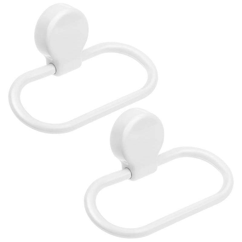 2Pcs White Adhesive Towel Holder Wall Mount No Drilling Installation For Bathroom Kitchen - Image 2