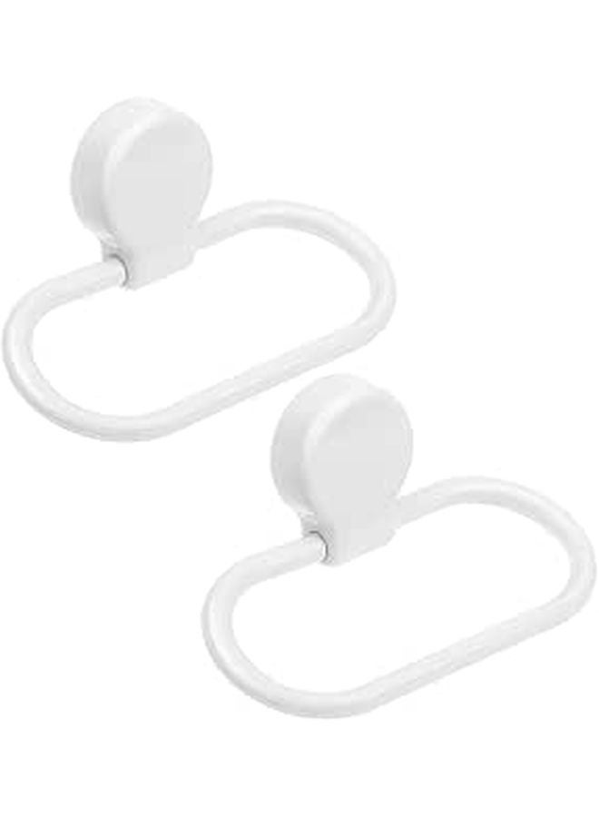 2Pcs White Adhesive Towel Holder Wall Mount No Drilling Installation For Bathroom Kitchen - Image 1