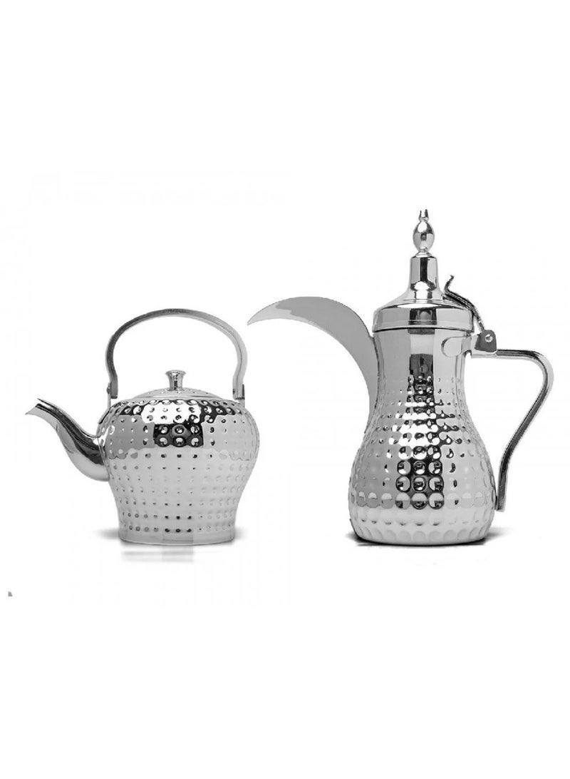 باصرة طقم دلة و براد باصرة فاخر فضي بسعه 0.7 - 1.2 لتر