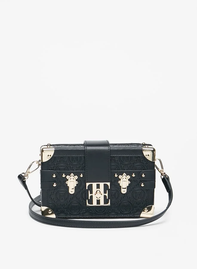 ELLE Women's Metal Accent Crossbody Bag with Detachable Strap