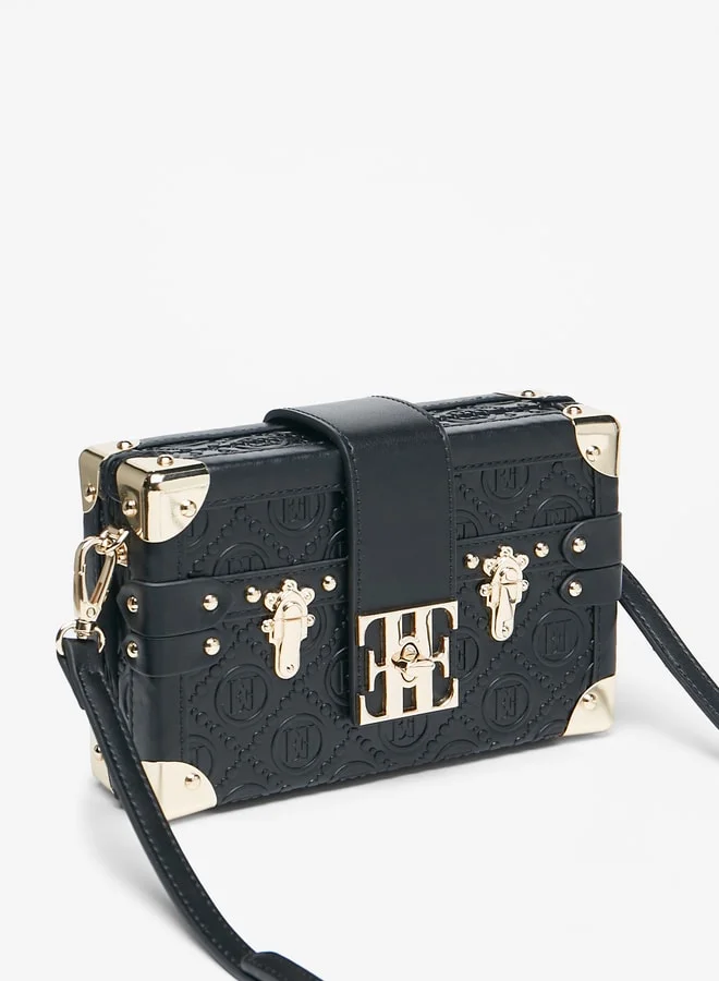 ELLE Women's Metal Accent Crossbody Bag with Detachable Strap