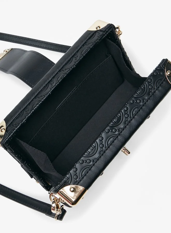 ELLE Women's Metal Accent Crossbody Bag with Detachable Strap