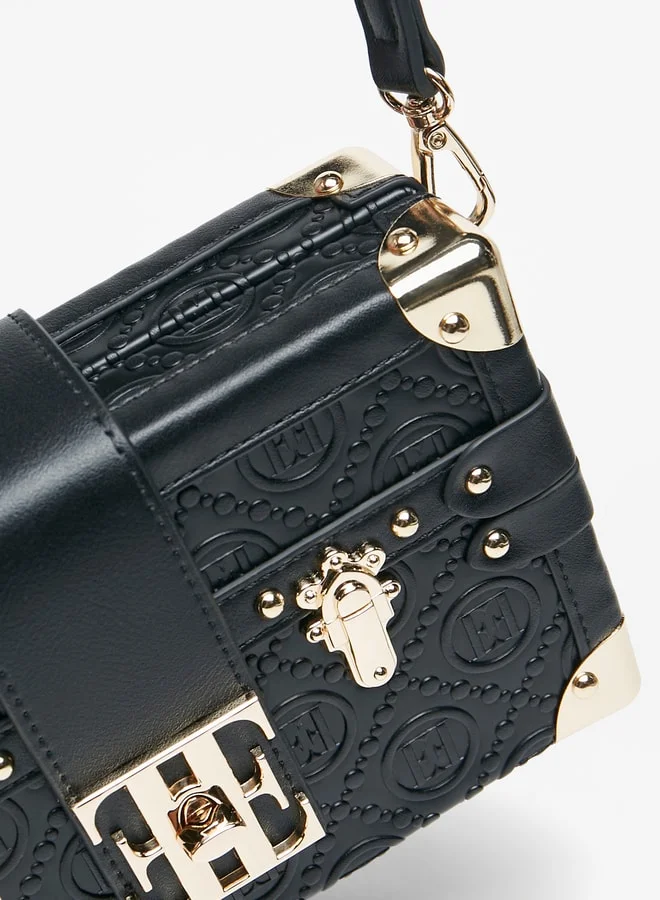 ELLE Women's Metal Accent Crossbody Bag with Detachable Strap